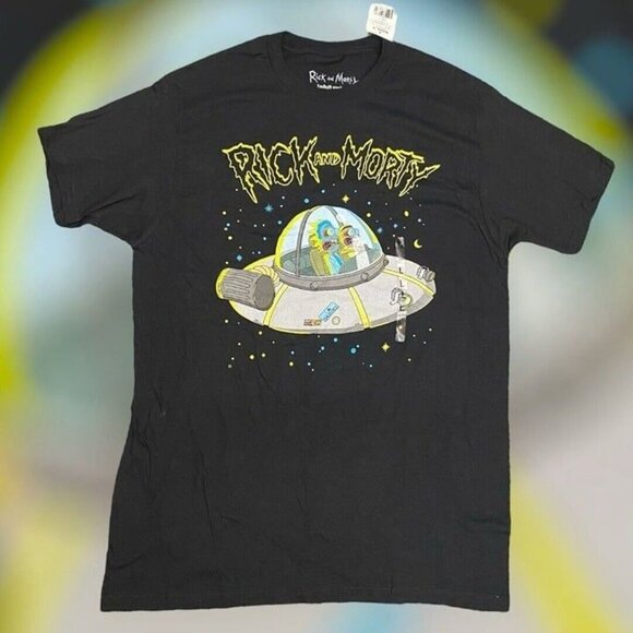 RICK AND MORTY T-Shirt Men's Large SPACE SHIP Tee Adult Swim Ripple Junction - Picture 1 of 7